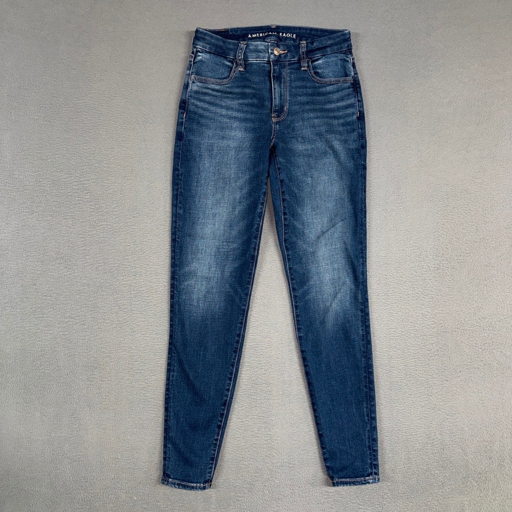 American Eagle Jeans Womens 2 Blue Curvy High Rise Jegging Stretch Denim Preppy